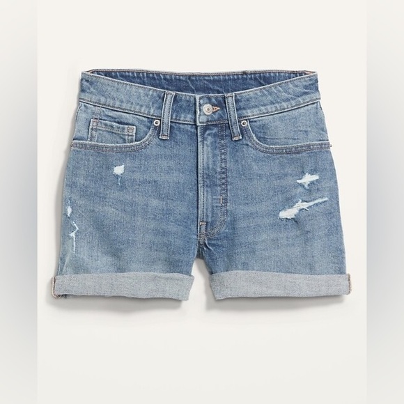 Old Navy High-Waisted Secret-Smooth Pockets O.G Straight Jean Shorts Size 24 NWT - Picture 8 of 8